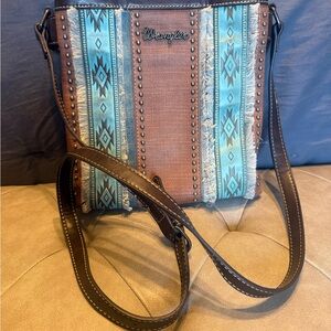 Wrangler Turquoise and Brown Crossbody Bag